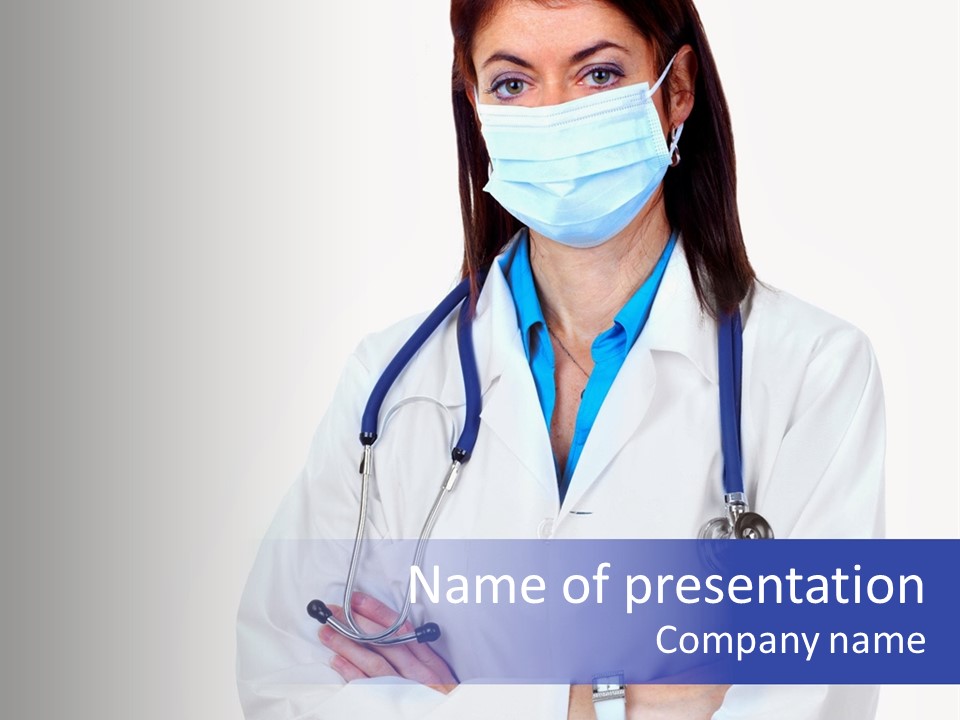 A Woman Doctor Wearing A Face Mask And A Stethoscope PowerPoint Template