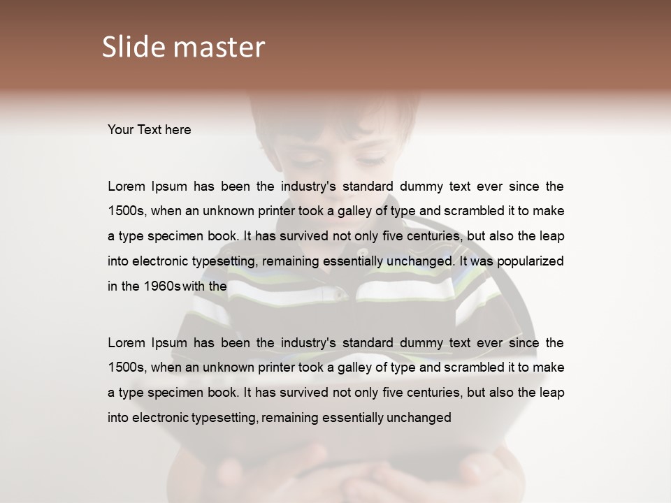 Elementary Aged Children Tablet Pc PowerPoint Template