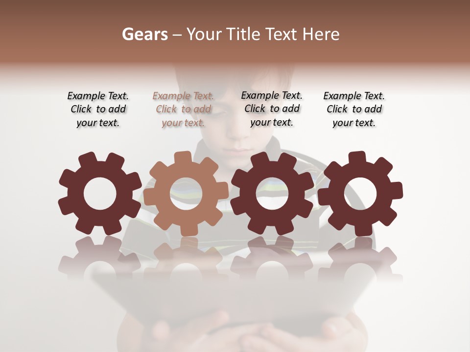 Elementary Aged Children Tablet Pc PowerPoint Template