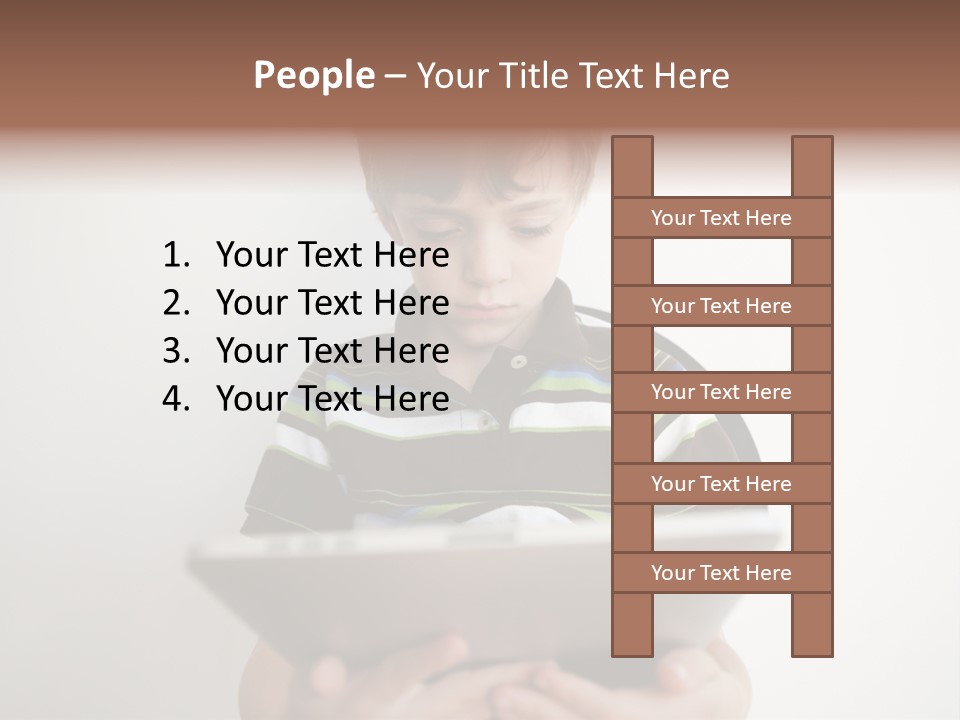 Elementary Aged Children Tablet Pc PowerPoint Template