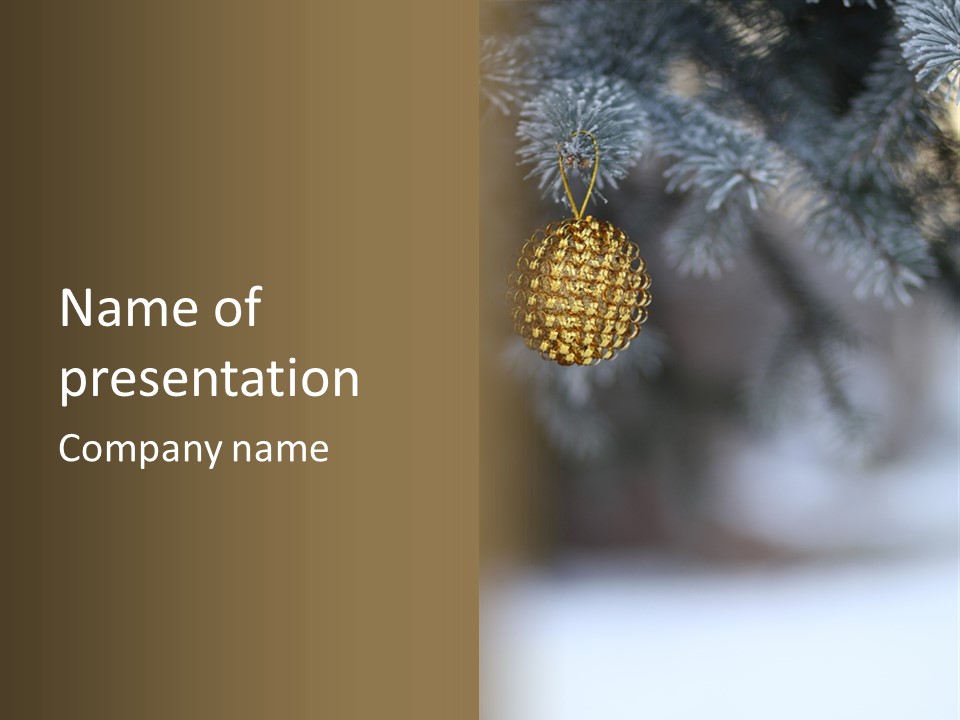 A Pine Cone Ornament Hanging From A Pine Tree PowerPoint Template