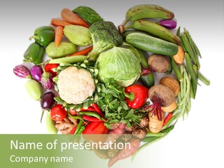 A Heart Shaped Arrangement Of Vegetables On A White Background PowerPoint Template
