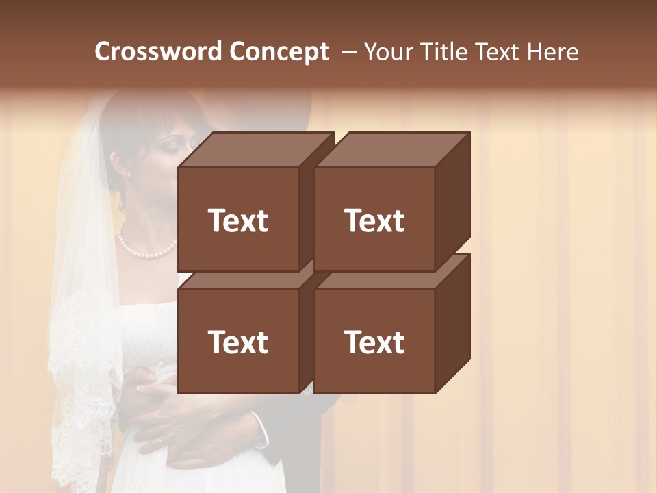 A Bride And Groom Kissing In Front Of A Yellow Wall PowerPoint Template