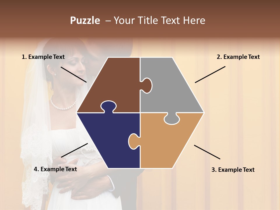 A Bride And Groom Kissing In Front Of A Yellow Wall PowerPoint Template