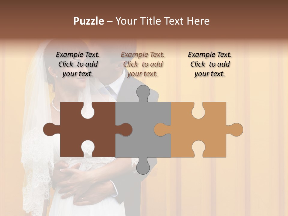 A Bride And Groom Kissing In Front Of A Yellow Wall PowerPoint Template