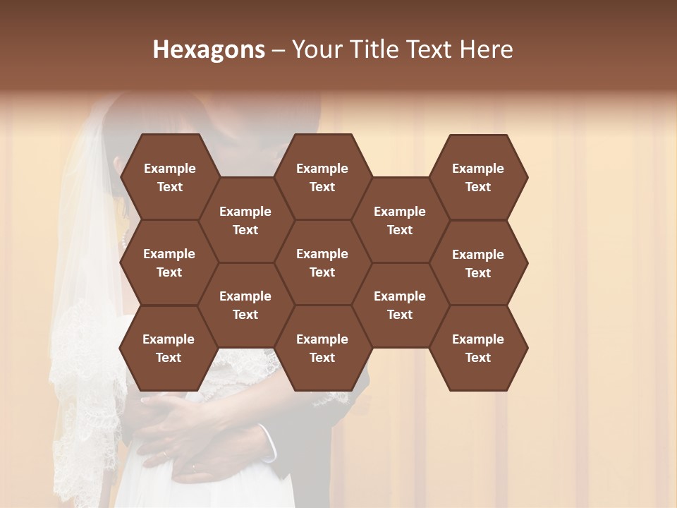 A Bride And Groom Kissing In Front Of A Yellow Wall PowerPoint Template