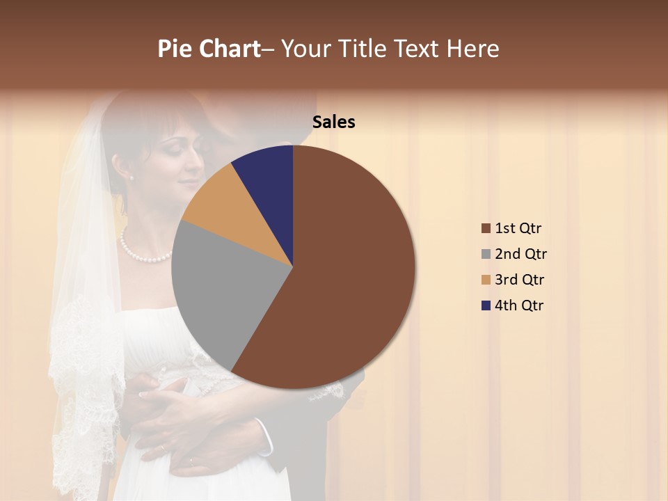 A Bride And Groom Kissing In Front Of A Yellow Wall PowerPoint Template