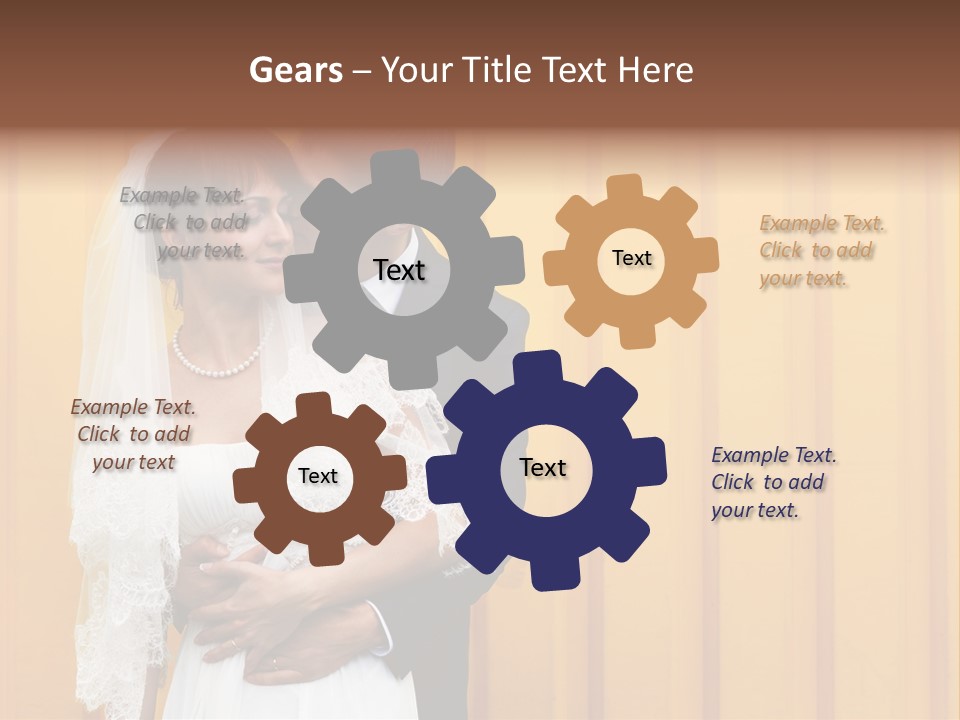 A Bride And Groom Kissing In Front Of A Yellow Wall PowerPoint Template