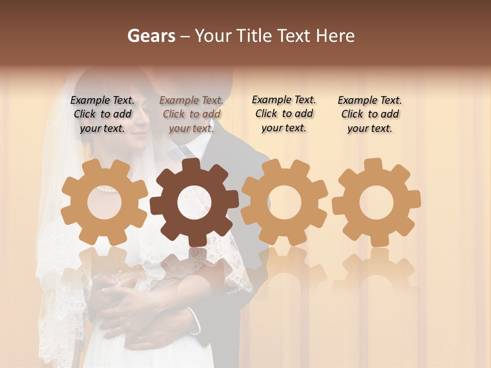 A Bride And Groom Kissing In Front Of A Yellow Wall PowerPoint Template