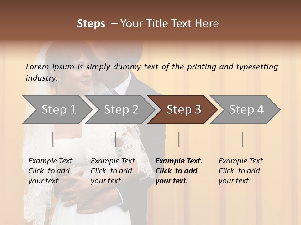 A Bride And Groom Kissing In Front Of A Yellow Wall PowerPoint Template