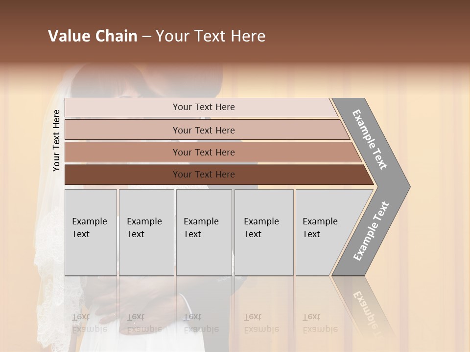 A Bride And Groom Kissing In Front Of A Yellow Wall PowerPoint Template