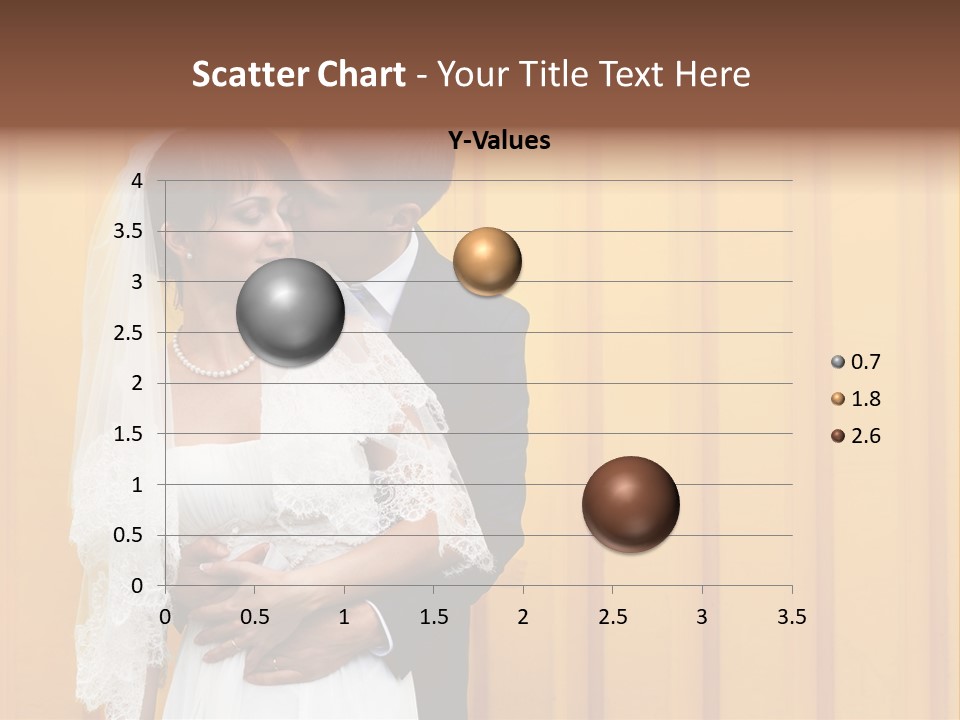 A Bride And Groom Kissing In Front Of A Yellow Wall PowerPoint Template