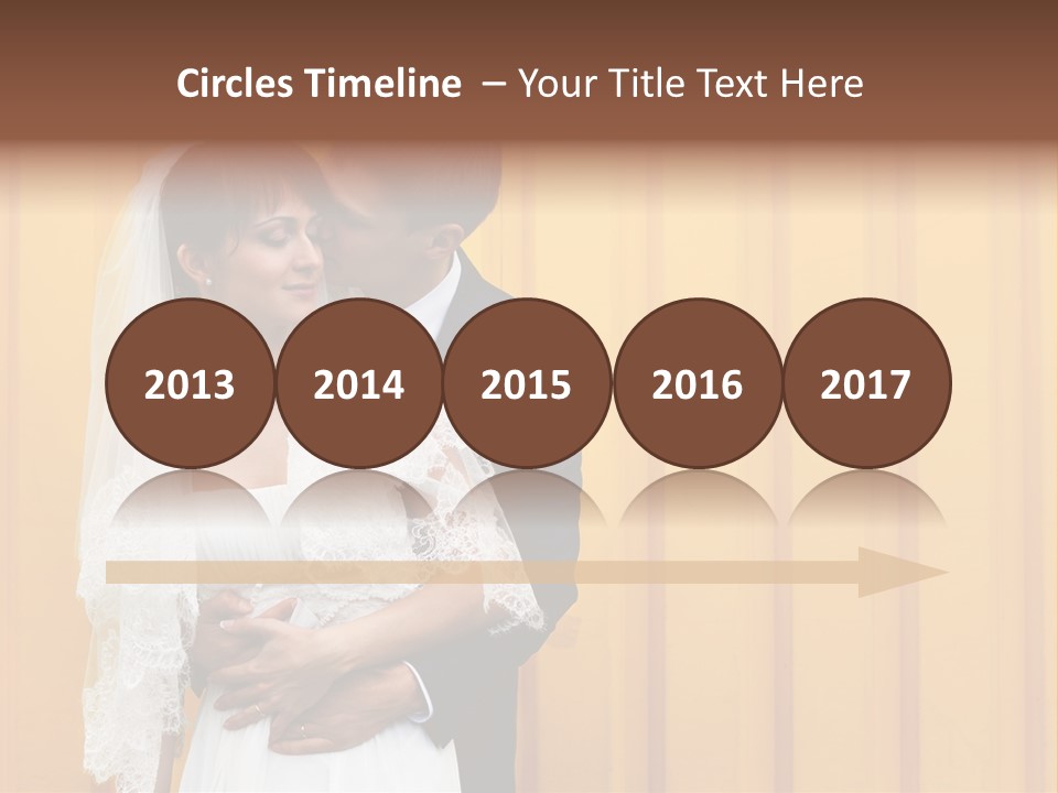 A Bride And Groom Kissing In Front Of A Yellow Wall PowerPoint Template