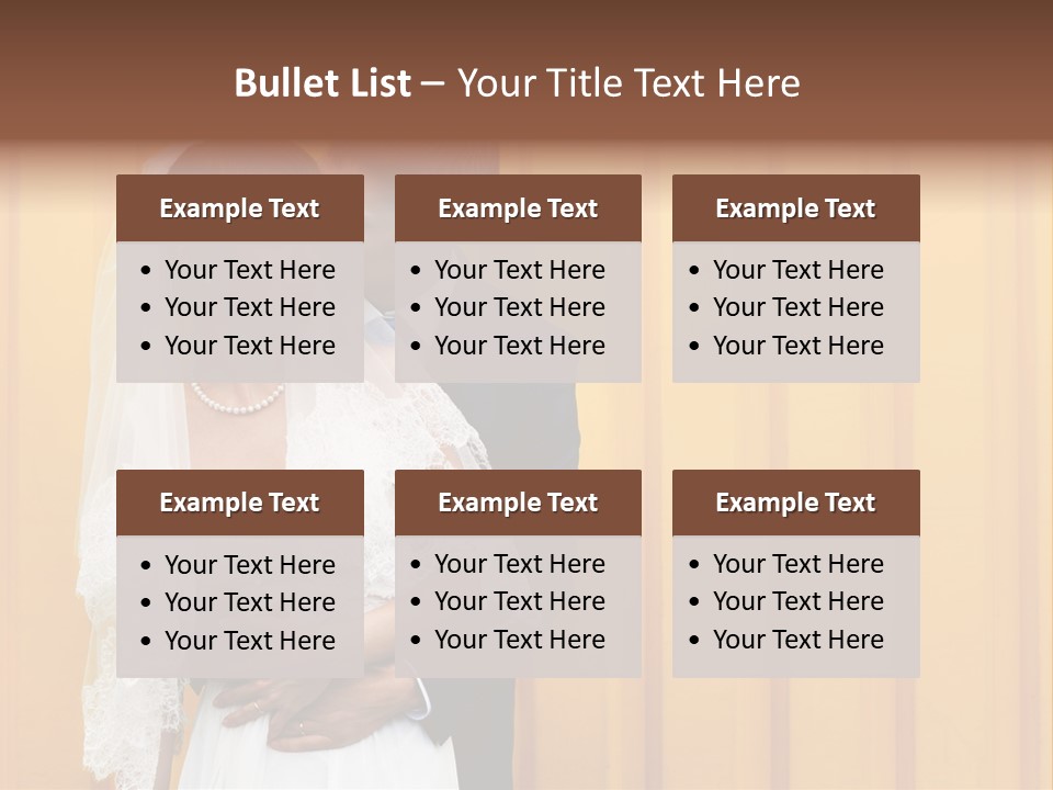 A Bride And Groom Kissing In Front Of A Yellow Wall PowerPoint Template