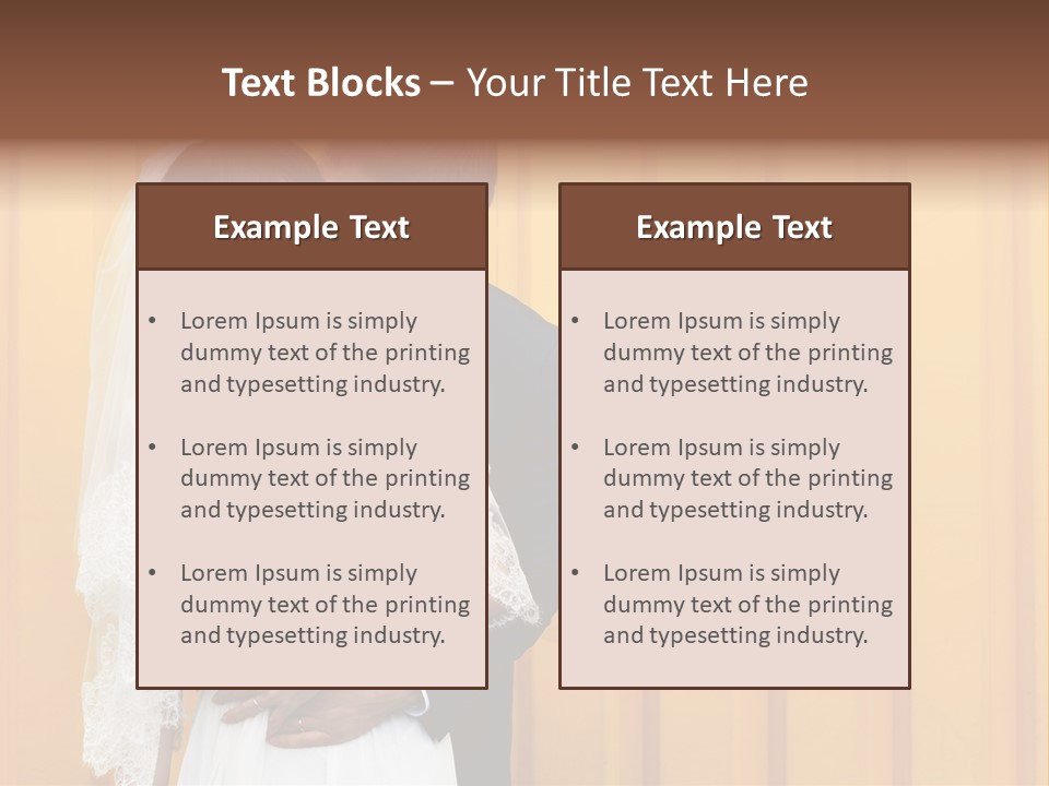 A Bride And Groom Kissing In Front Of A Yellow Wall PowerPoint Template