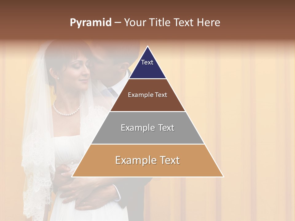 A Bride And Groom Kissing In Front Of A Yellow Wall PowerPoint Template