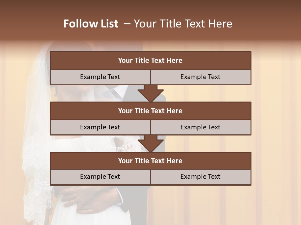 A Bride And Groom Kissing In Front Of A Yellow Wall PowerPoint Template