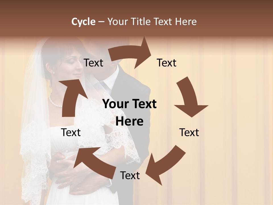 A Bride And Groom Kissing In Front Of A Yellow Wall PowerPoint Template