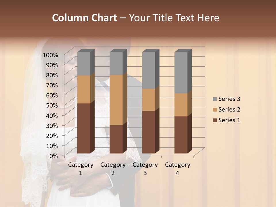 A Bride And Groom Kissing In Front Of A Yellow Wall PowerPoint Template