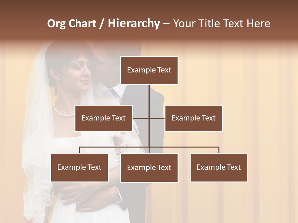 A Bride And Groom Kissing In Front Of A Yellow Wall PowerPoint Template