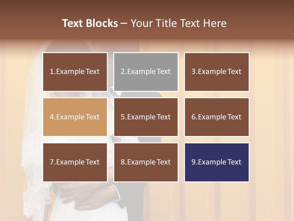 A Bride And Groom Kissing In Front Of A Yellow Wall PowerPoint Template