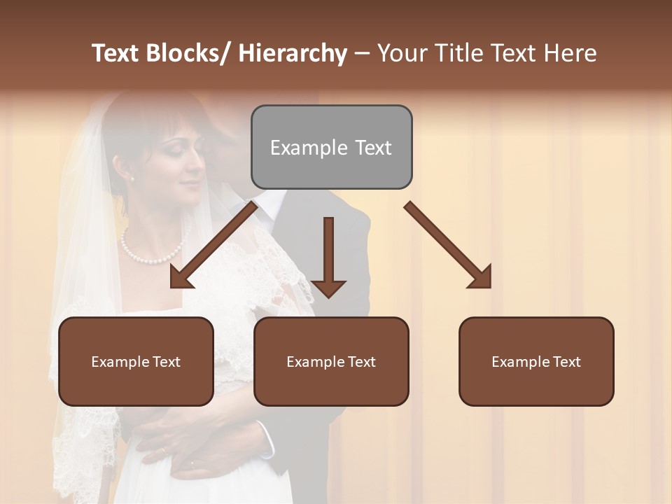 A Bride And Groom Kissing In Front Of A Yellow Wall PowerPoint Template