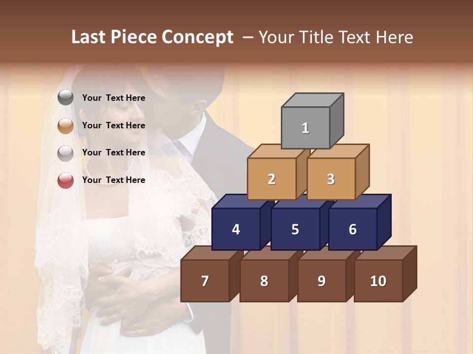 A Bride And Groom Kissing In Front Of A Yellow Wall PowerPoint Template