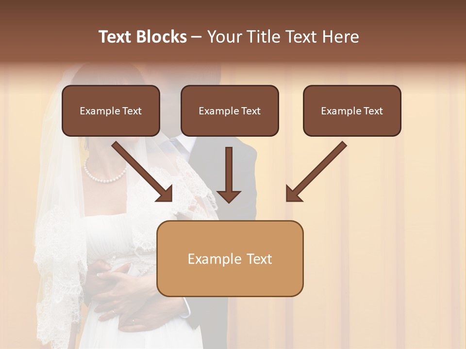 A Bride And Groom Kissing In Front Of A Yellow Wall PowerPoint Template