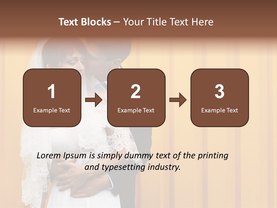 A Bride And Groom Kissing In Front Of A Yellow Wall PowerPoint Template