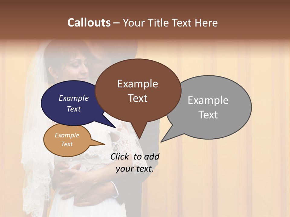 A Bride And Groom Kissing In Front Of A Yellow Wall PowerPoint Template