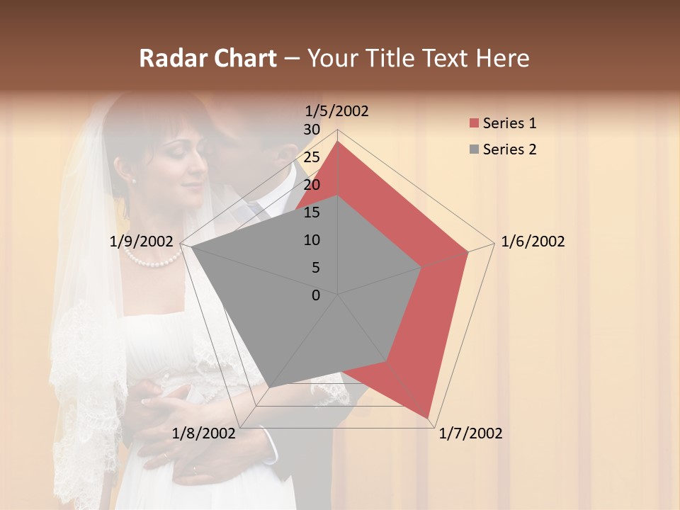 A Bride And Groom Kissing In Front Of A Yellow Wall PowerPoint Template