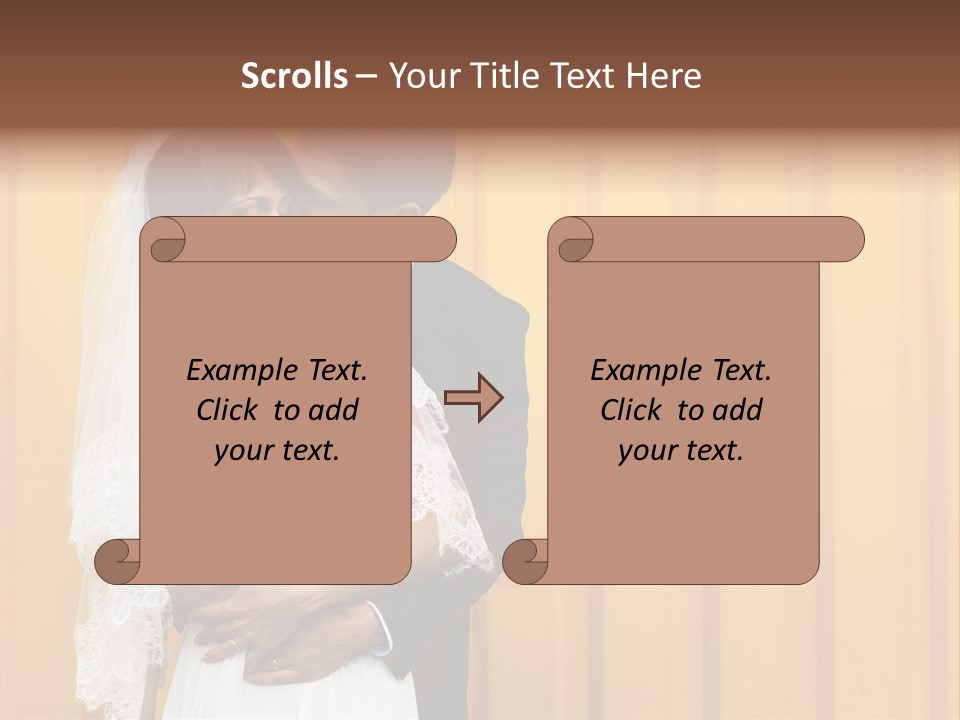 A Bride And Groom Kissing In Front Of A Yellow Wall PowerPoint Template