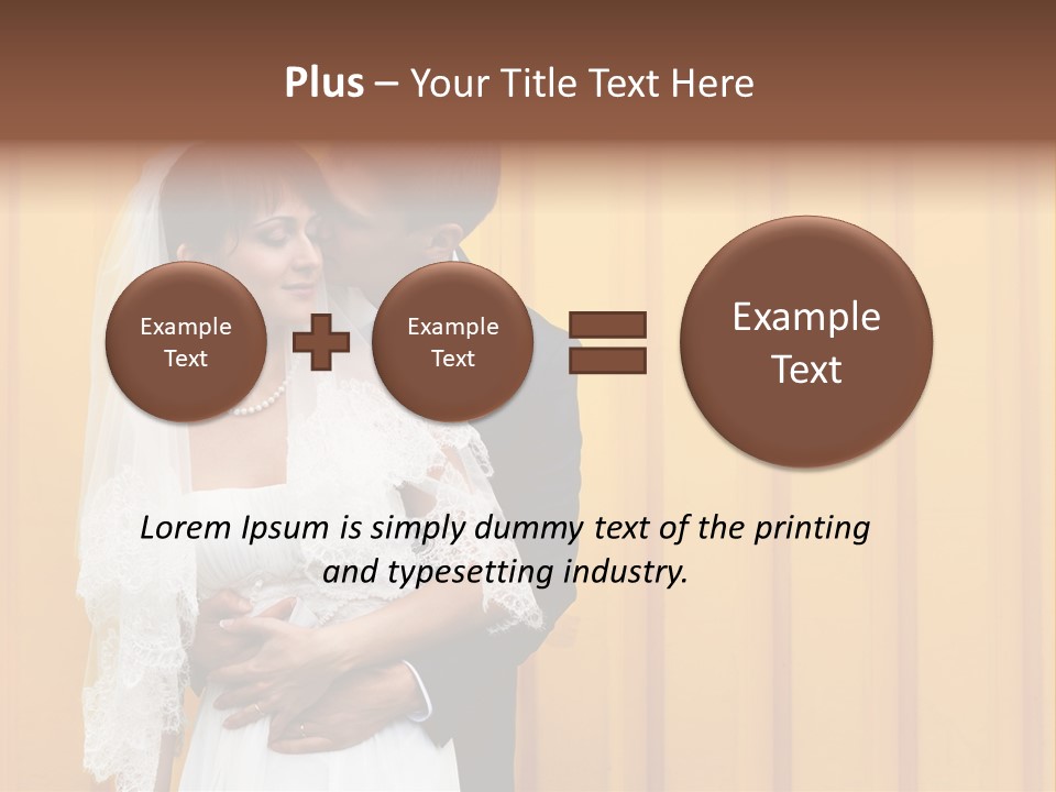 A Bride And Groom Kissing In Front Of A Yellow Wall PowerPoint Template