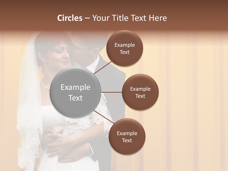 A Bride And Groom Kissing In Front Of A Yellow Wall PowerPoint Template