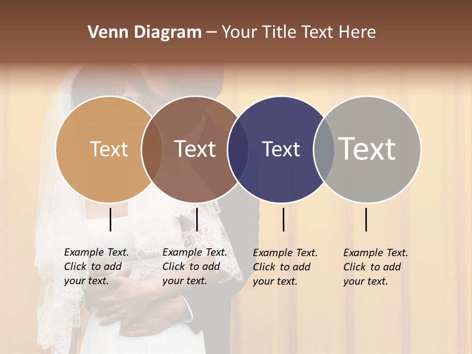 A Bride And Groom Kissing In Front Of A Yellow Wall PowerPoint Template