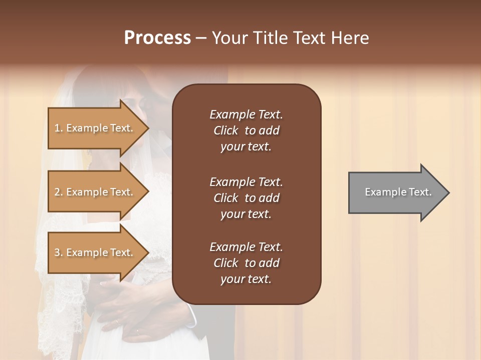 A Bride And Groom Kissing In Front Of A Yellow Wall PowerPoint Template