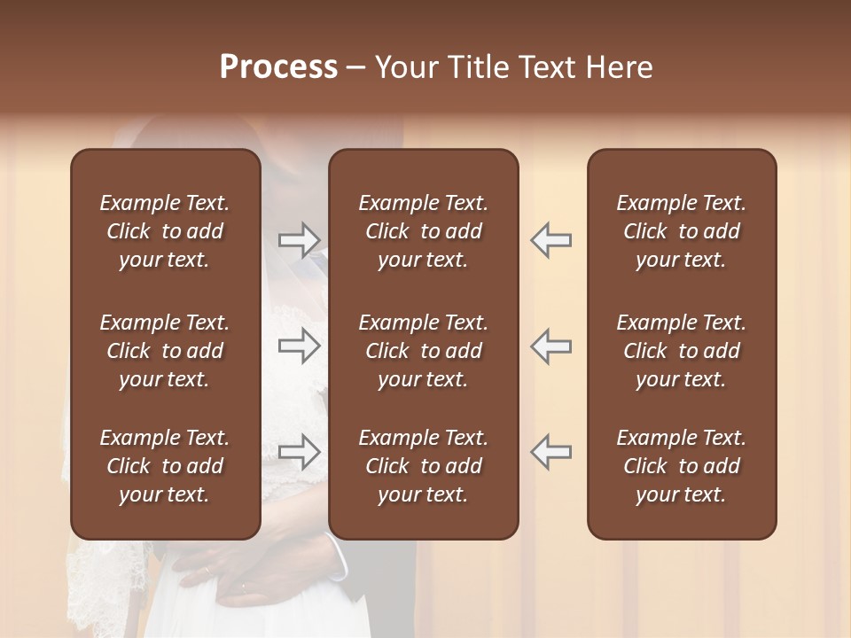 A Bride And Groom Kissing In Front Of A Yellow Wall PowerPoint Template
