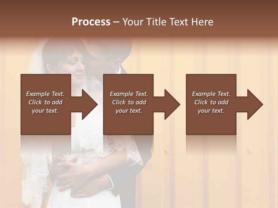 A Bride And Groom Kissing In Front Of A Yellow Wall PowerPoint Template