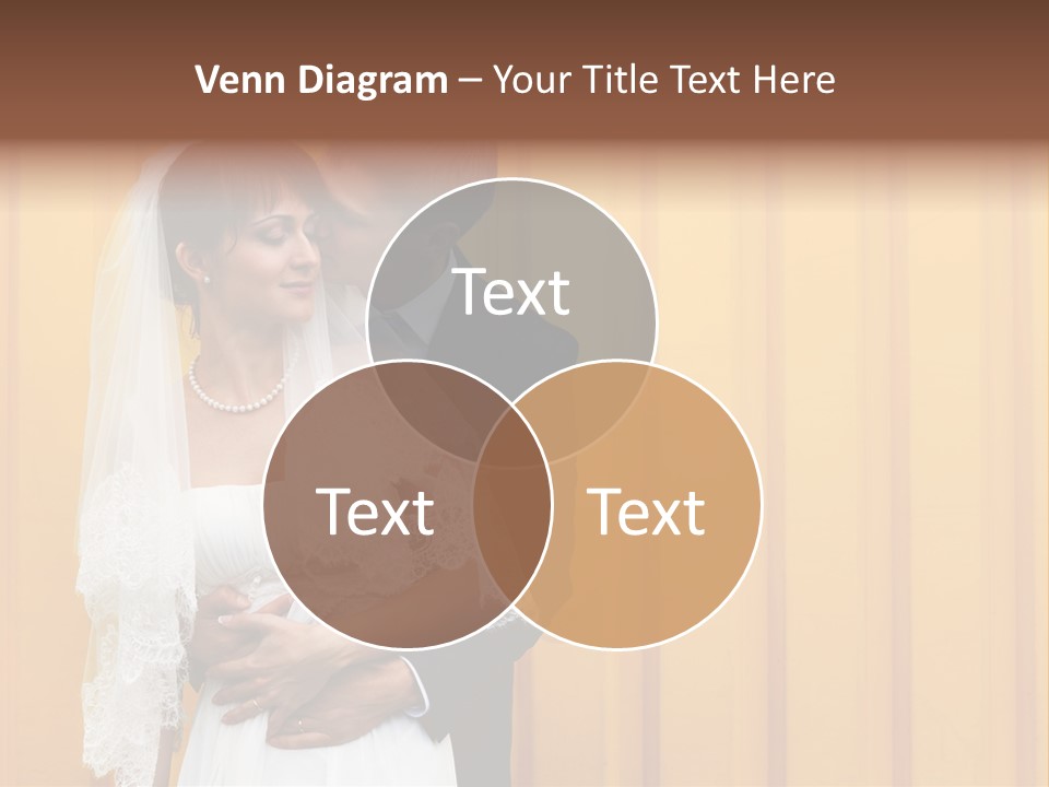 A Bride And Groom Kissing In Front Of A Yellow Wall PowerPoint Template