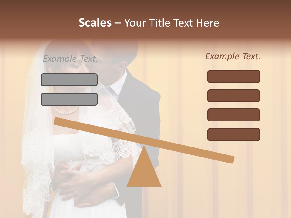 A Bride And Groom Kissing In Front Of A Yellow Wall PowerPoint Template