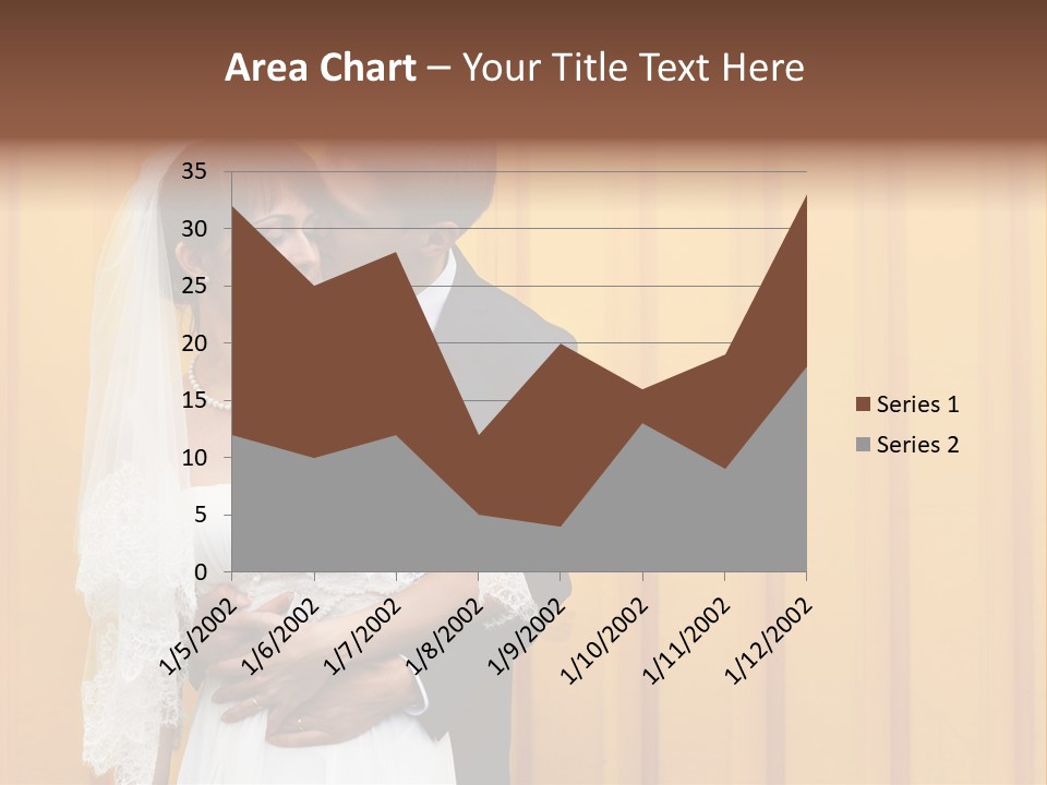 A Bride And Groom Kissing In Front Of A Yellow Wall PowerPoint Template