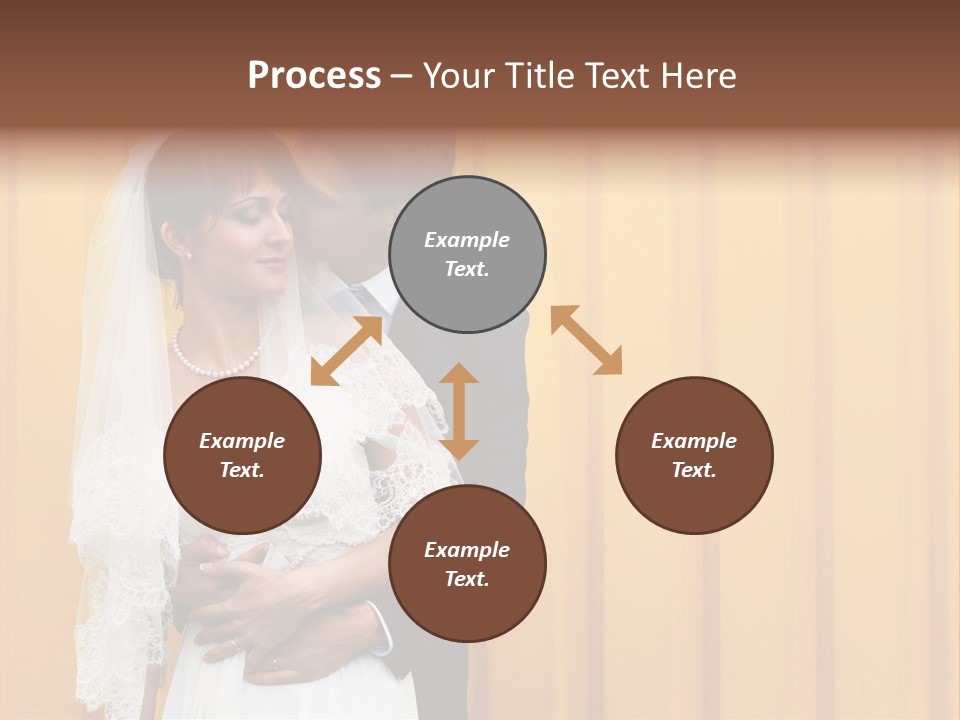 A Bride And Groom Kissing In Front Of A Yellow Wall PowerPoint Template