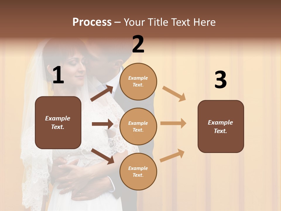 A Bride And Groom Kissing In Front Of A Yellow Wall PowerPoint Template