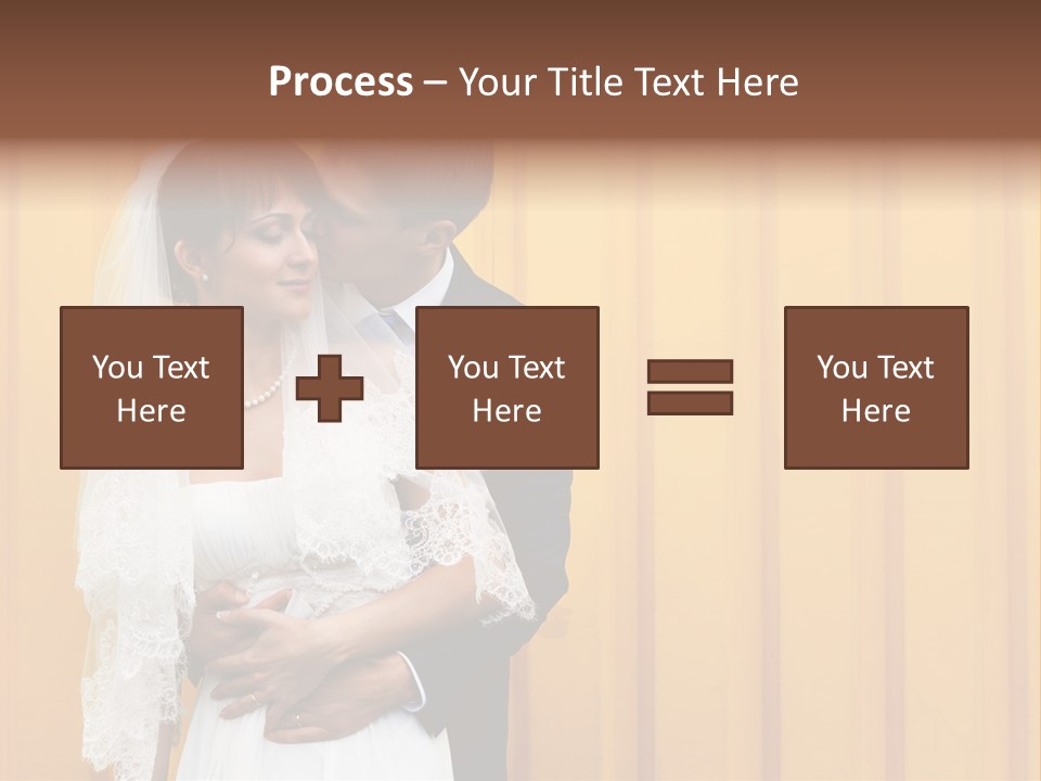 A Bride And Groom Kissing In Front Of A Yellow Wall PowerPoint Template