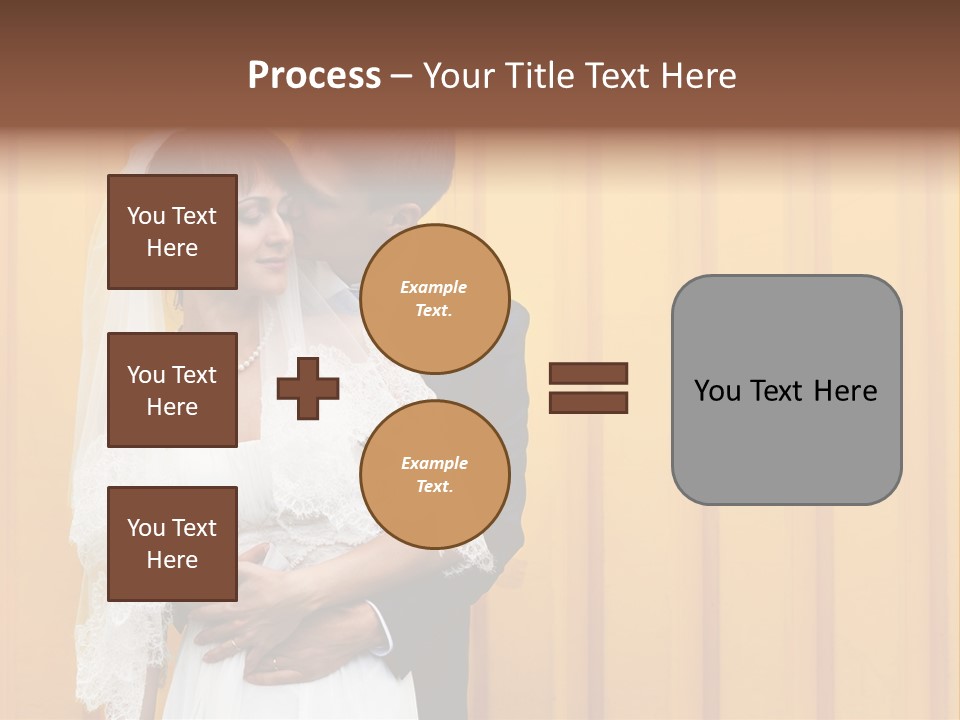 A Bride And Groom Kissing In Front Of A Yellow Wall PowerPoint Template
