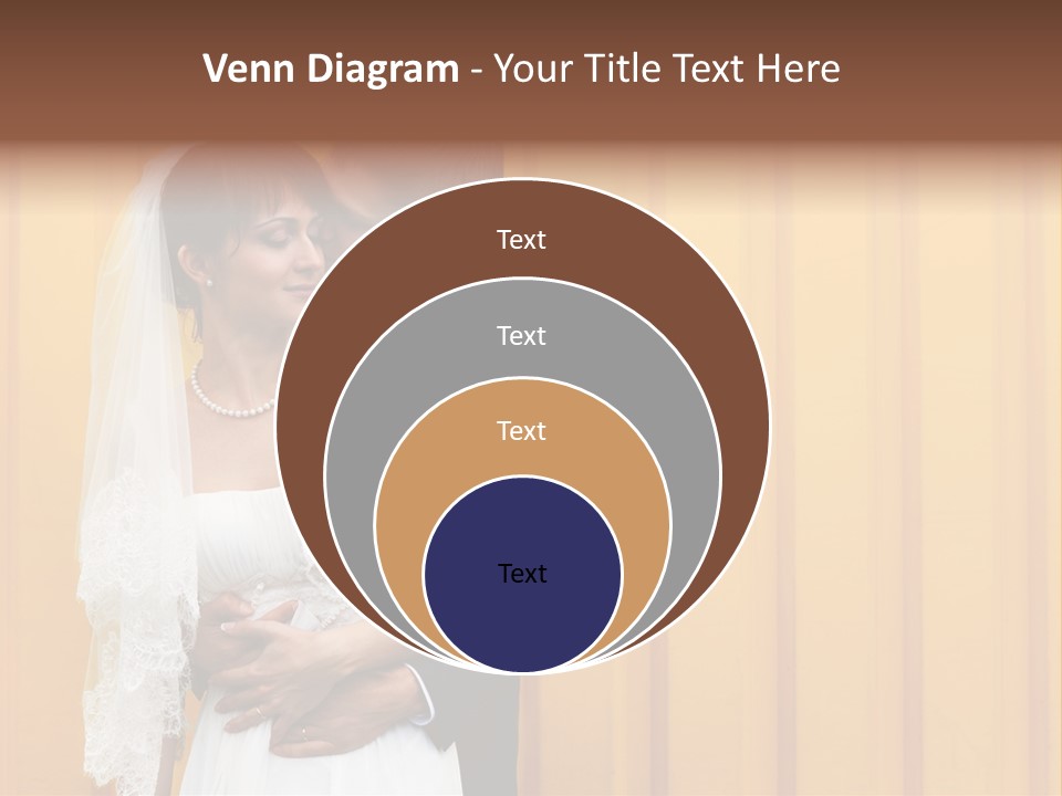 A Bride And Groom Kissing In Front Of A Yellow Wall PowerPoint Template