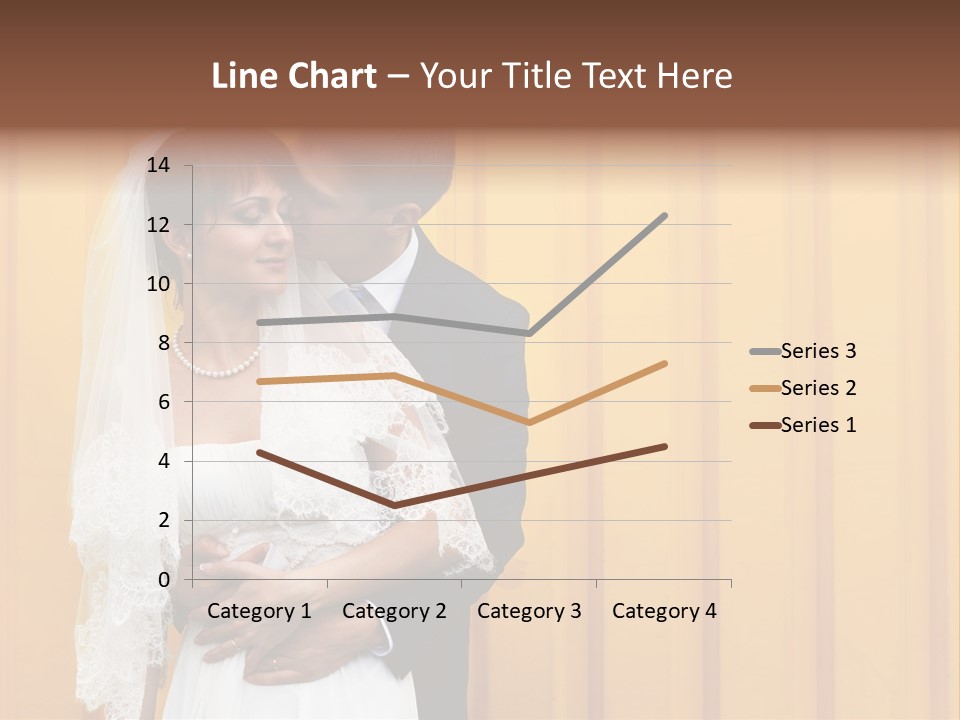 A Bride And Groom Kissing In Front Of A Yellow Wall PowerPoint Template