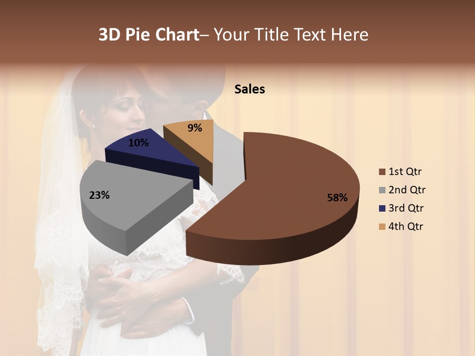 A Bride And Groom Kissing In Front Of A Yellow Wall PowerPoint Template