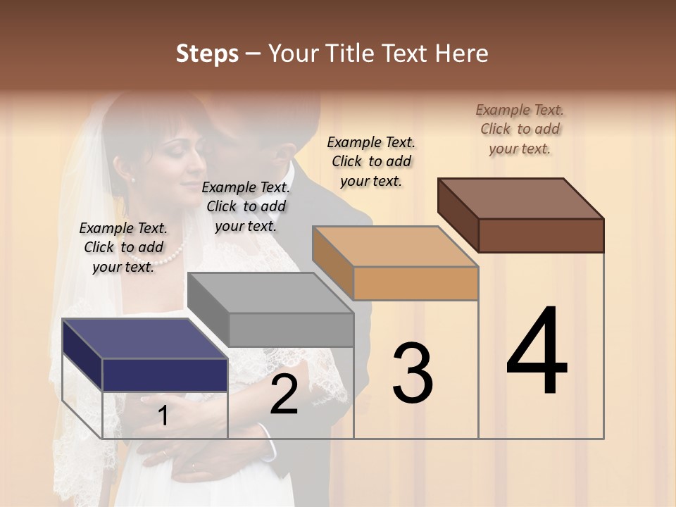 A Bride And Groom Kissing In Front Of A Yellow Wall PowerPoint Template