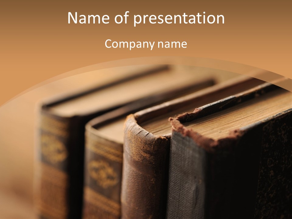 A Row Of Books Sitting On Top Of A Wooden Table PowerPoint Template